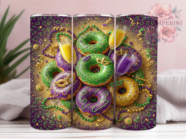 Mardi Gras King Cake Tumbler, Carnival Dessert Wrap, Festive Party Cup, 20oz Sublimation Wrap, New Orleans Celebration Tumbler, Sweet King Cake Design Cup, Mardi Gras Food Theme Wrap Sublimation Li Zamperini 