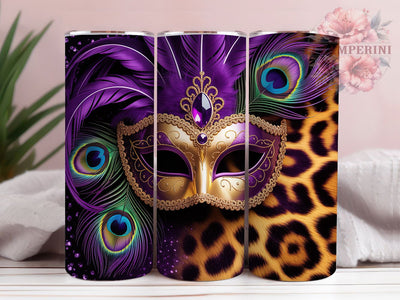 Mardi Gras Leopard Print Tumbler, Carnival Animal Print Wrap, Festive Party Cup, 20oz Sublimation Wrap, New Orleans Celebration Tumbler, Colorful Leopard Design Cup, Mardi Gras Wild Theme Wrap Sublimation Li Zamperini 