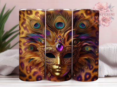 Mardi Gras Leopard Print Tumbler, Carnival Animal Print Wrap, Festive Party Cup, 20oz Sublimation Wrap, New Orleans Celebration Tumbler, Colorful Leopard Design Cup, Mardi Gras Wild Theme Wrap Sublimation Li Zamperini 