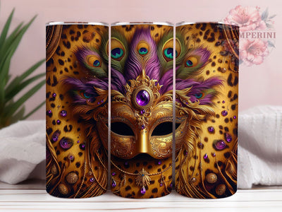 Mardi Gras Leopard Print Tumbler, Carnival Animal Print Wrap, Festive Party Cup, 20oz Sublimation Wrap, New Orleans Celebration Tumbler, Colorful Leopard Design Cup, Mardi Gras Wild Theme Wrap Sublimation Li Zamperini 