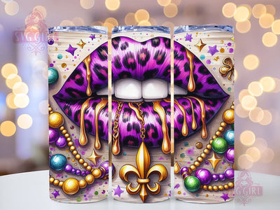 Mardi Gras Lip 20oz Tumbler Wrap Sublimation Design, Straight Tapered Tumbler Wrap, Happy Mardi Gras Tumbler Png, Instant Digital Download Sublimation SvggirlplusArt 