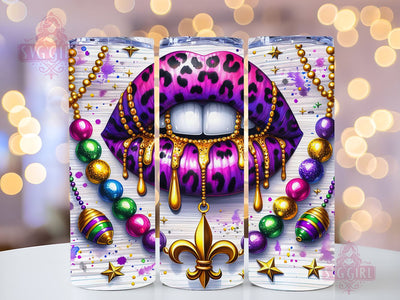 Mardi Gras Lip 20oz Tumbler Wrap Sublimation Design, Straight Tapered Tumbler Wrap, Happy Mardi Gras Tumbler Png, Instant Digital Download Sublimation SvggirlplusArt 