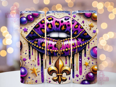 Mardi Gras Lip 20oz Tumbler Wrap Sublimation Design, Straight Tapered Tumbler Wrap, Happy Mardi Gras Tumbler Png, Instant Digital Download Sublimation SvggirlplusArt 