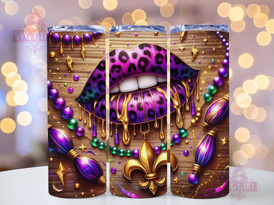 Mardi Gras Lip 20oz Tumbler Wrap Sublimation Design, Straight Tapered Tumbler Wrap, Happy Mardi Gras Tumbler Png, Instant Digital Download Sublimation SvggirlplusArt 