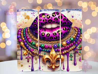 Mardi Gras Lip 20oz Tumbler Wrap Sublimation Design, Straight Tapered Tumbler Wrap, Happy Mardi Gras Tumbler Png, Instant Digital Download Sublimation SvggirlplusArt 