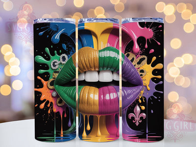 Mardi Gras Lips Tumbler, Carnival Kiss Wrap, Festive Party Cup, 20oz Sublimation Wrap, New Orleans Celebration Tumbler, Colorful Lips Design Cup, Mardi Gras Fun Theme Wrap Sublimation SvggirlplusArt 