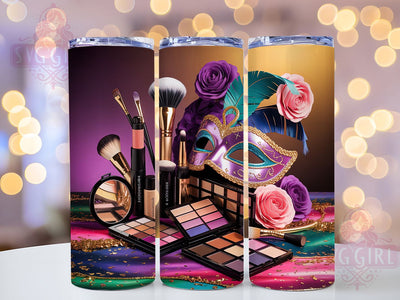 Mardi Gras Makeup Artist Tumbler, Seamless Carnival Wrap, Festive Party Cup, 20oz Sublimation Wrap, New Orleans Celebration Tumbler, Colorful Makeup Design Cup, Mardi Gras Beauty Theme Wrap Sublimation SvggirlplusArt 