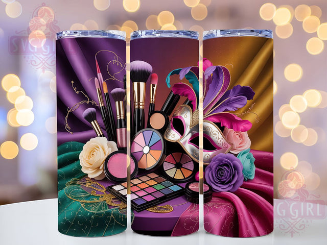 Mardi Gras Makeup Artist Tumbler, Seamless Carnival Wrap, Festive Party Cup, 20oz Sublimation Wrap, New Orleans Celebration Tumbler, Colorful Makeup Design Cup, Mardi Gras Beauty Theme Wrap Sublimation SvggirlplusArt 