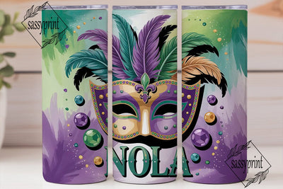 Mardi Gras Mask 20oz Tumbler Wrap Sublimation sassyprint 