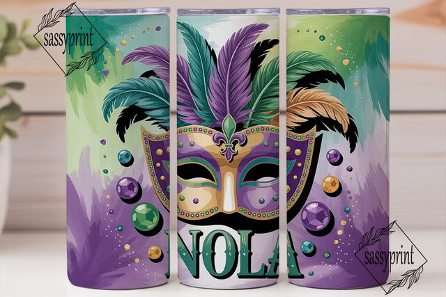 Mardi Gras Mask 20oz Tumbler Wrap Sublimation sassyprint 