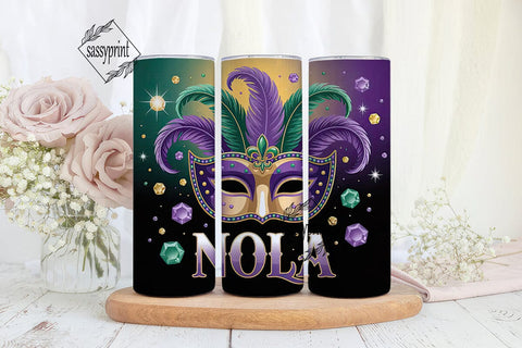 Mardi Gras Mask 20oz Tumbler Wrap Sublimation sassyprint 