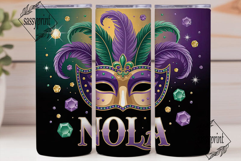 Mardi Gras Mask 20oz Tumbler Wrap Sublimation sassyprint 