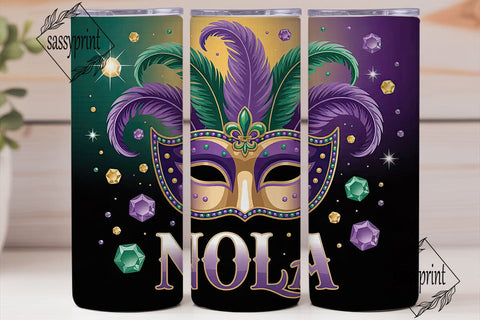 Mardi Gras Mask 20oz Tumbler Wrap Sublimation sassyprint 