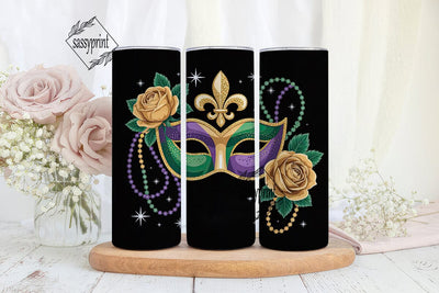 Mardi Gras Mask 20oz Tumbler Wrap Sublimation sassyprint 