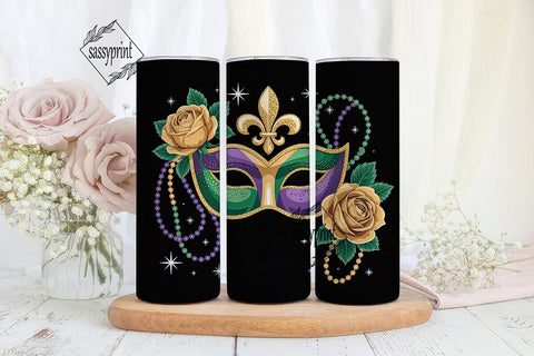 Mardi Gras Mask 20oz Tumbler Wrap Sublimation sassyprint 