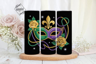 Mardi Gras Mask 20oz Tumbler Wrap Sublimation sassyprint 