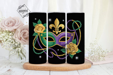 Mardi Gras Mask 20oz Tumbler Wrap Sublimation sassyprint 