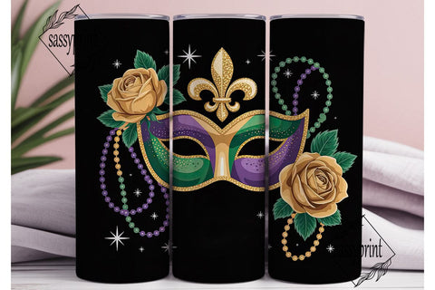 Mardi Gras Mask 20oz Tumbler Wrap Sublimation sassyprint 