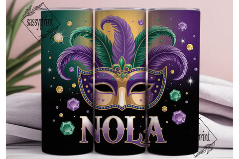 Mardi Gras Mask 20oz Tumbler Wrap Sublimation sassyprint 
