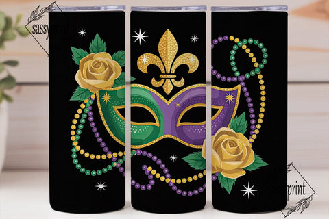 Mardi Gras Mask 20oz Tumbler Wrap Sublimation sassyprint 