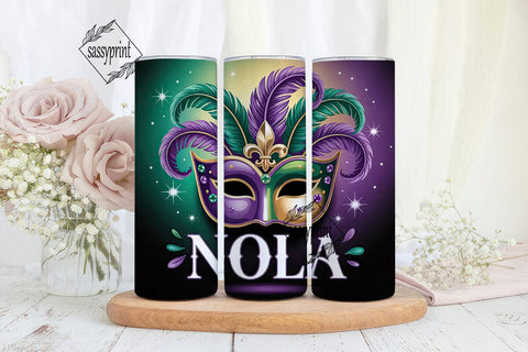 Mardi Gras Mask 20oz Tumbler Wrap Sublimation sassyprint 