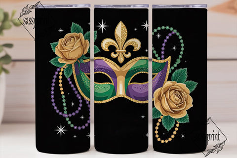 Mardi Gras Mask 20oz Tumbler Wrap Sublimation sassyprint 