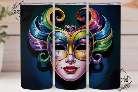 Mardi Gras Mask 20oz Tumbler Wrap Sublimation sassyprint 