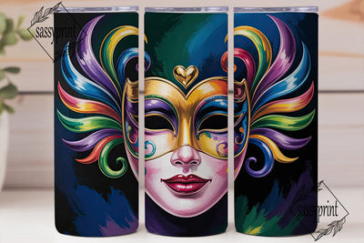 Mardi Gras Mask 20oz Tumbler Wrap Sublimation sassyprint 