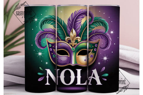 Mardi Gras Mask 20oz Tumbler Wrap Sublimation sassyprint 