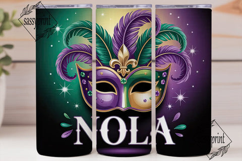 Mardi Gras Mask 20oz Tumbler Wrap Sublimation sassyprint 