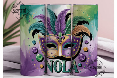Mardi Gras Mask 20oz Tumbler Wrap Sublimation sassyprint 