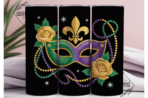 Mardi Gras Mask 20oz Tumbler Wrap Sublimation sassyprint 