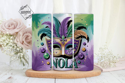 Mardi Gras Mask 20oz Tumbler Wrap Sublimation sassyprint 