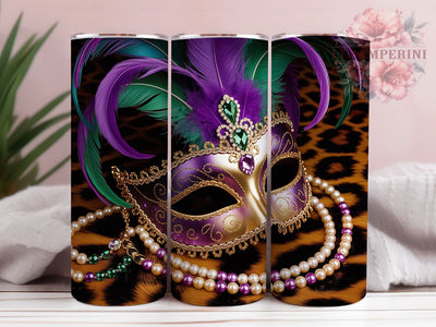 Mardi Gras Mask Celebration Tumbler, Fat Tuesday Celebration Wrap, Carnival Party Cup, 20oz Sublimation Wrap, Festive Beads and Mask Tumbler, New Orleans Mardi Gras Cup, Colorful Carnival Wrap Sublimation Li Zamperini 