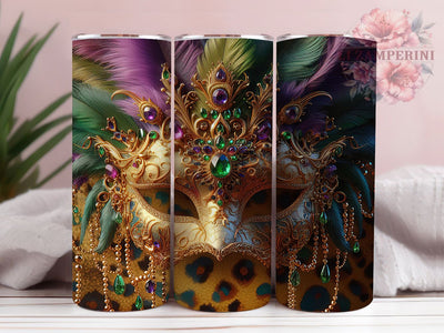 Mardi Gras Mask Celebration Tumbler, Fat Tuesday Celebration Wrap, Carnival Party Cup, 20oz Sublimation Wrap, Festive Beads and Mask Tumbler, New Orleans Mardi Gras Cup, Colorful Carnival Wrap Sublimation Li Zamperini 