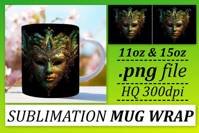 Mardi Gras Mask Fiesta: Carnival Holiday Mug Sublimation Sublimation afrosvg 