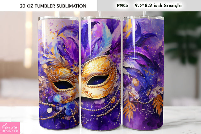 Mardi Gras Mask. Mardi Gras Tumbler Sublimation Design Sublimation Kseniia designer 