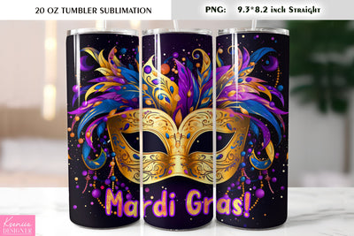 Mardi Gras Mask. Mardi Gras Tumbler Sublimation Design Sublimation Kseniia designer 