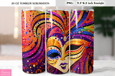 Mardi Gras Mask. Mardi Gras Tumbler Sublimation Design Sublimation Kseniia designer 