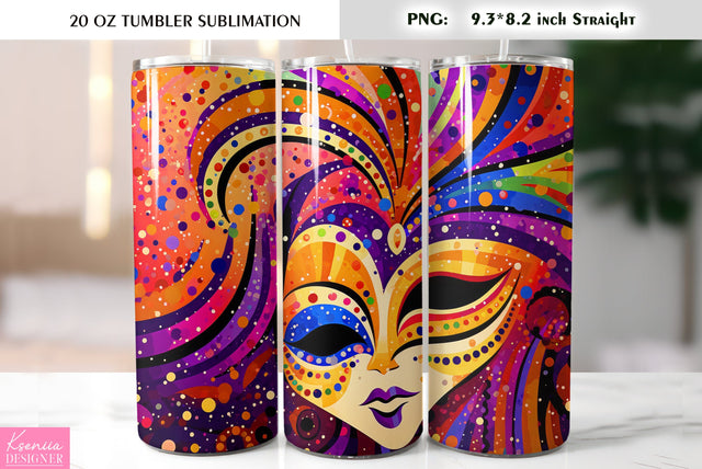 Mardi Gras Mask. Mardi Gras Tumbler Sublimation Design Sublimation Kseniia designer 
