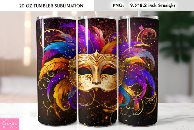 Mardi Gras Mask. Mardi Gras Tumbler Sublimation Design Sublimation Kseniia designer 