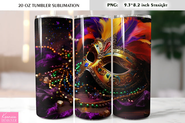 Mardi Gras Mask. Mardi Gras Tumbler Sublimation Design Sublimation Kseniia designer 