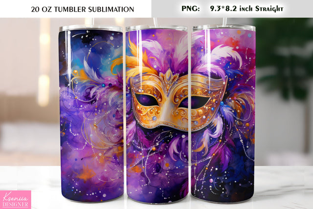 Mardi Gras Mask. Mardi Gras Tumbler Sublimation Design Sublimation Kseniia designer 