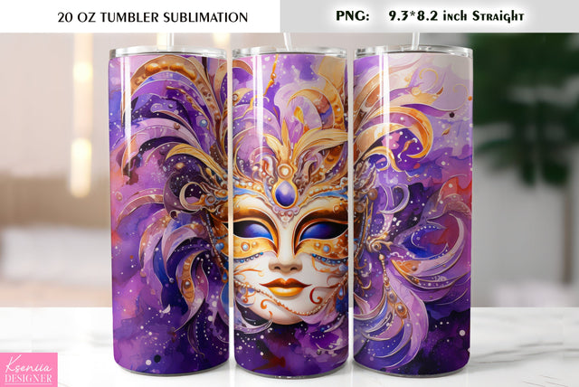 Mardi Gras Mask. Mardi Gras Tumbler Sublimation Design Sublimation Kseniia designer 