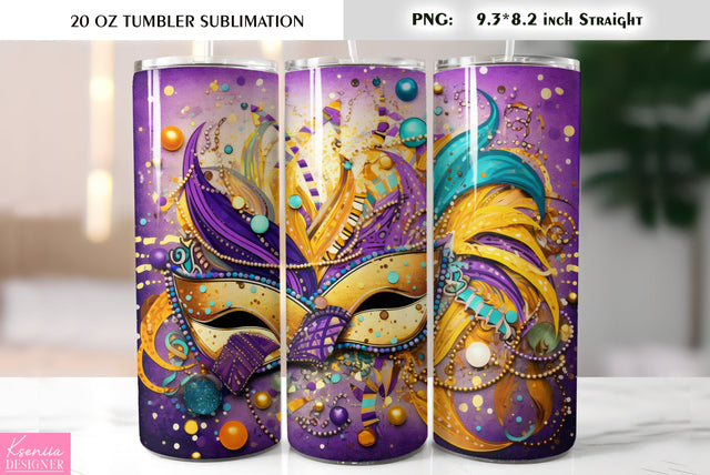 Mardi Gras Mask. Mardi Gras Tumbler Sublimation Design Sublimation Kseniia designer 