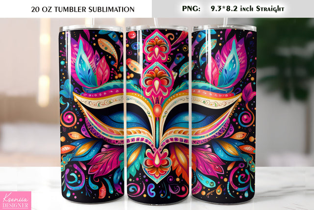 Mardi Gras Mask. Mardi Gras Tumbler Sublimation Design Sublimation Kseniia designer 