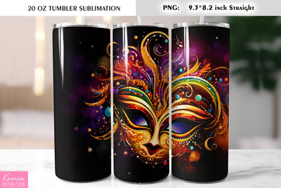 Mardi Gras Mask. Mardi Gras Tumbler Sublimation Design Sublimation Kseniia designer 