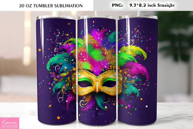 Mardi Gras Mask. Mardi Gras Tumbler Sublimation Design Sublimation Kseniia designer 