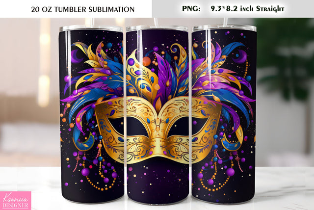 Mardi Gras Mask. Mardi Gras Tumbler Sublimation Design Sublimation Kseniia designer 