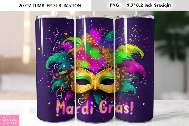 Mardi Gras Mask. Mardi Gras Tumbler Sublimation Design Sublimation Kseniia designer 